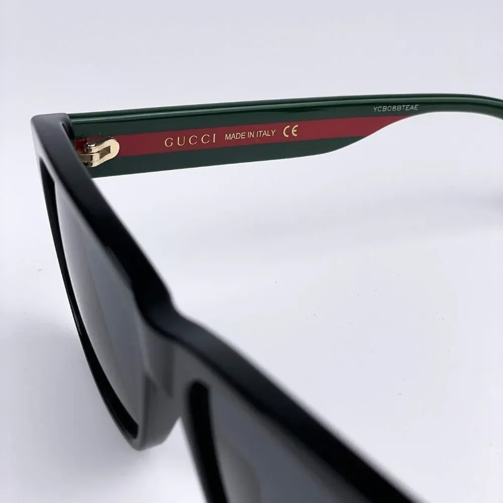 NEW Gucci GG0340S 006 Rectangle Black Green Women Sunglasses